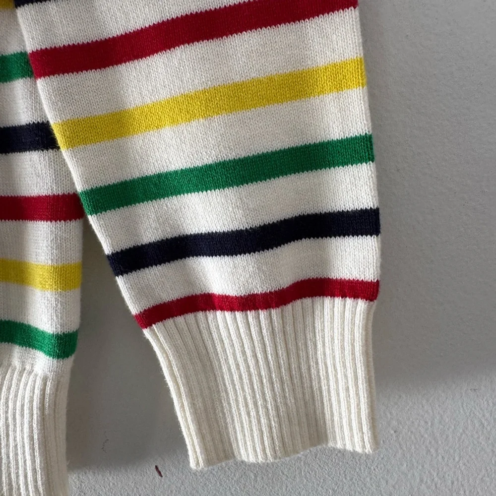 Primary Striped Sweater Sz 8-9, cotton, preppy, colorful, cute, classic, rainbow